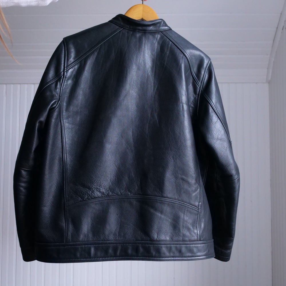 Wilson's Leather black heavy leather cafe racer jacket - Picture 5 of 10